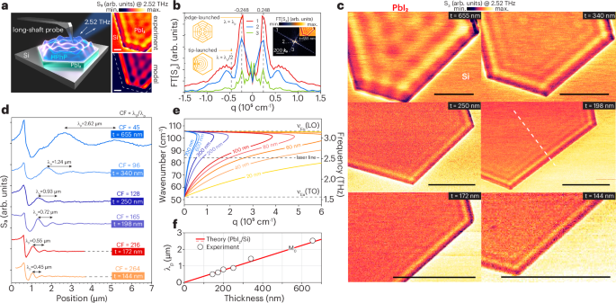 Fig. 2: Real-space nano-imaging of THz hyperbolic phonon-polaritons (HPhPs) in PbI2.