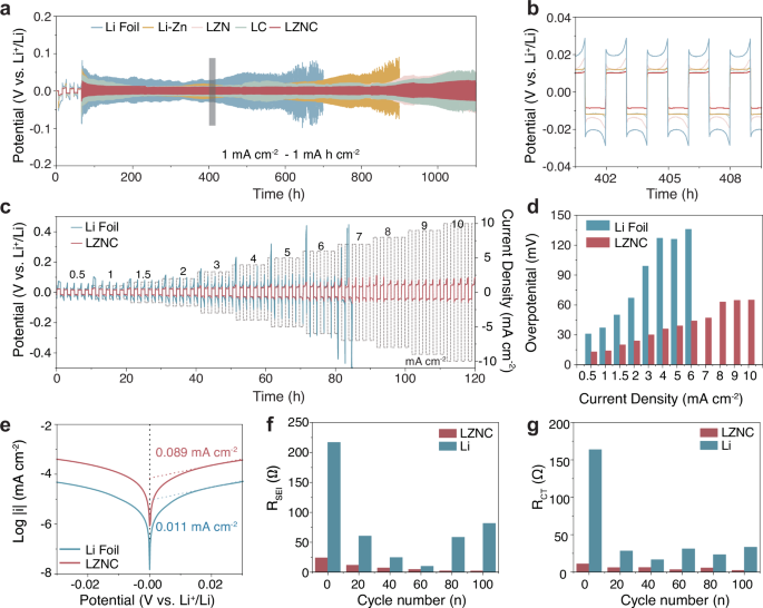Fig. 4: Electrochemical performance of LZNC symmetric cells.