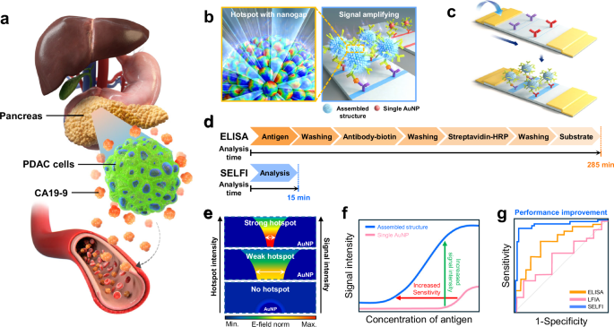 Fig. 1: Quantification analysis of CA19-9 for early diagnosis of PDAC using the SELFI system.