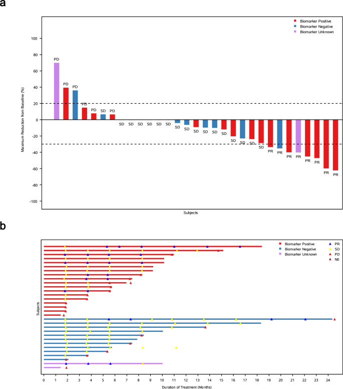 Fig. 1: Treatment responses in patients with HR positive, HER2-negative advanced breast cancer stratified by biomarker status.