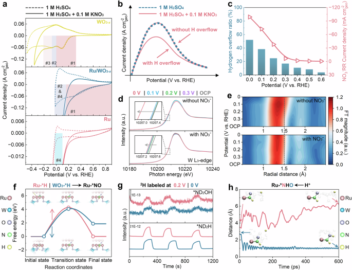 Fig. 4: Identification of hydrogenation way for NO3-RR on Ru/WO3-x.