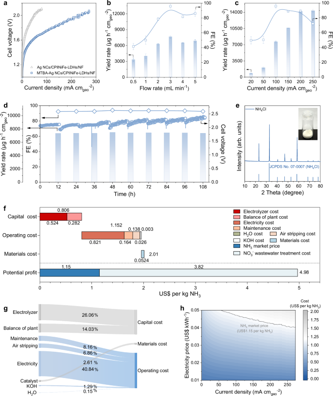 Fig. 5: Practical NH₃ synthesis and techno-economic analysis.