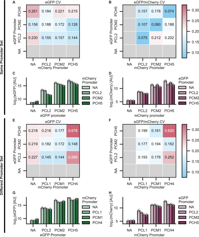 Fig. 4: Promoters of co-infiltrated transgenes determine the efficacy of normalization.