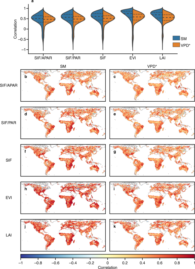 Fig. 2: Correlations between vegetation and drought.
