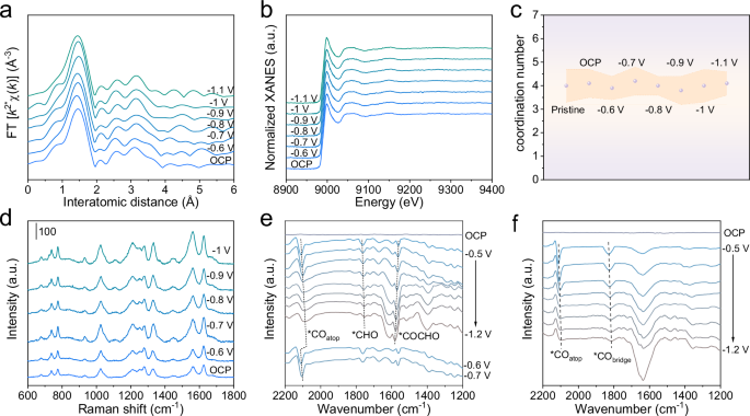 Fig. 4: Operando characterization of CuBBTA for CO2RR.