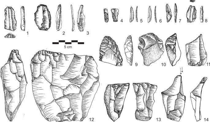 Fig. 7: Examples of lithic artifacts from AH I.