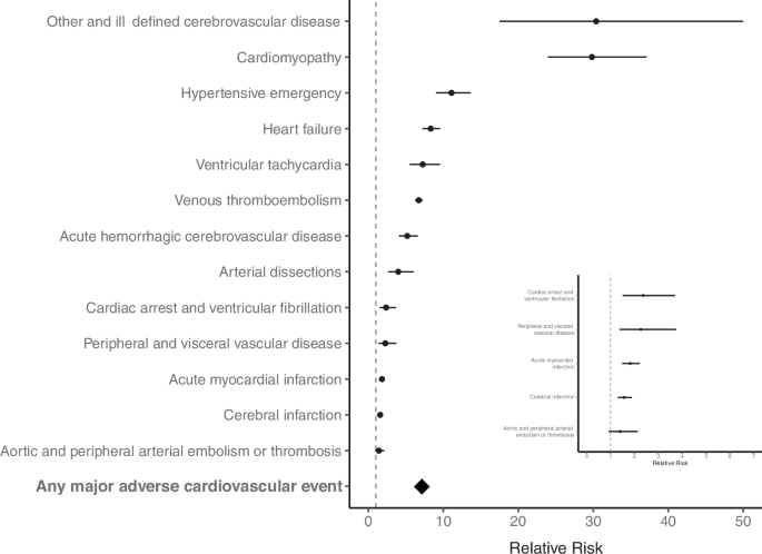 Fig. 1: Relative risks of pregnancy-related cardiovascular complications.