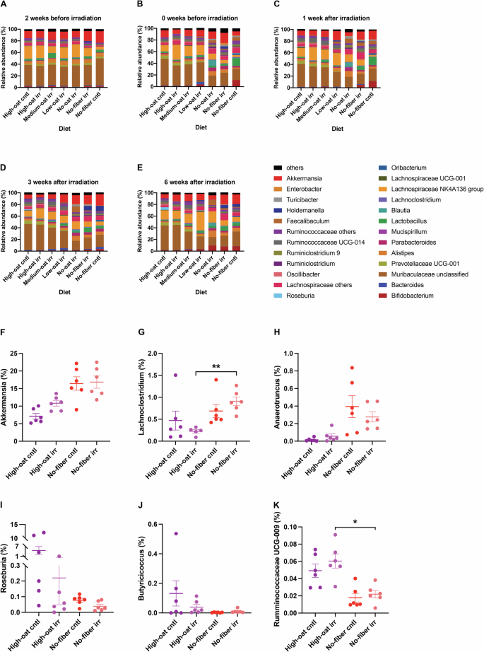 Fig. 4: Changes in the relative bacterial abundances over time between the different groups at the OTU level.