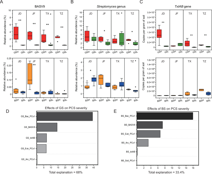 Fig. 3: Explaining the PCS severity Based on microbial community compositions, pathogen populations and soil physicochemical properties.