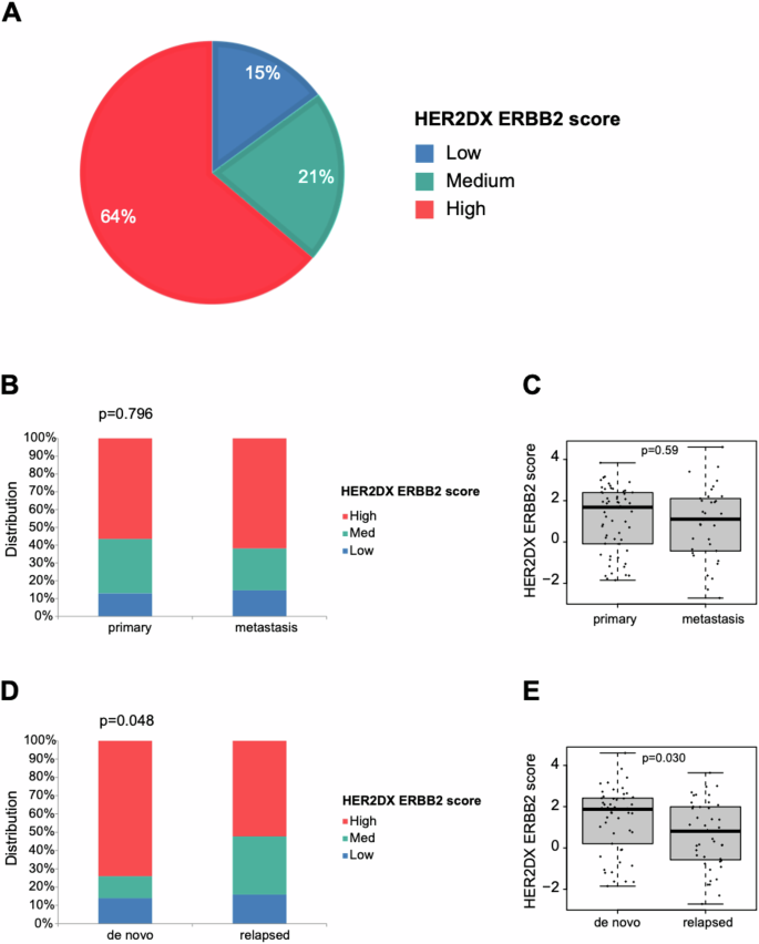 Fig. 1: Distribution of HER2DX ERBB2 mRNA score.