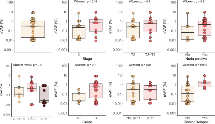 Fig. 2: ctDNA level at baseline in the whole cohort (N = 24) and according to clinical factors.