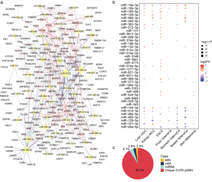 Fig. 4: The effect of post-transcriptional regulation on miRNA/m6A/APA.