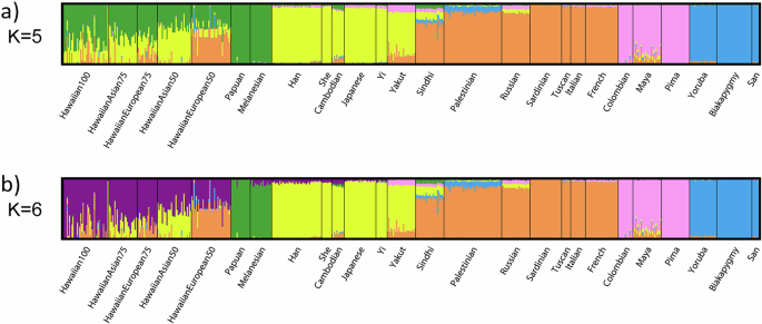 Fig. 1: ADMIXTURE clustering of Native Hawaiians.