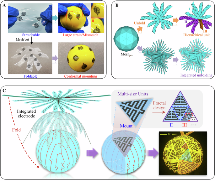 A computational unfolding-based design method for three-dimensional conformal electronic skin with adjustable mounting strain A computational unfolding-based design method for three-dimensional conformal electronic skin with adjustable mounting strain