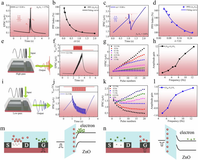 Fig. 3: Synaptic facilitation/depression plasticity induced by electrical stimulation.