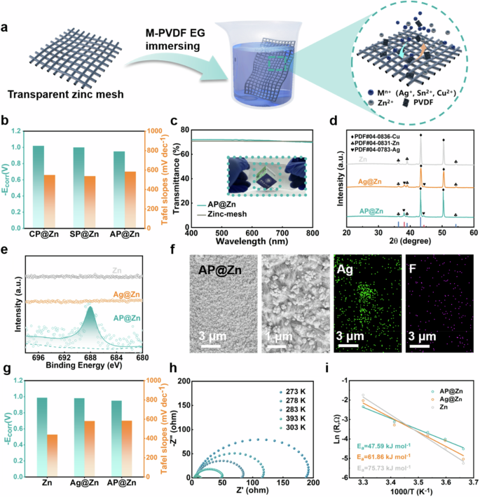 Fig. 2: Preparation and characterization of durable zinc mesh anodes.