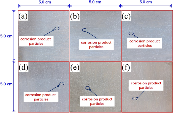 Fig. 3: Corrosion morphologies with corrosion products.