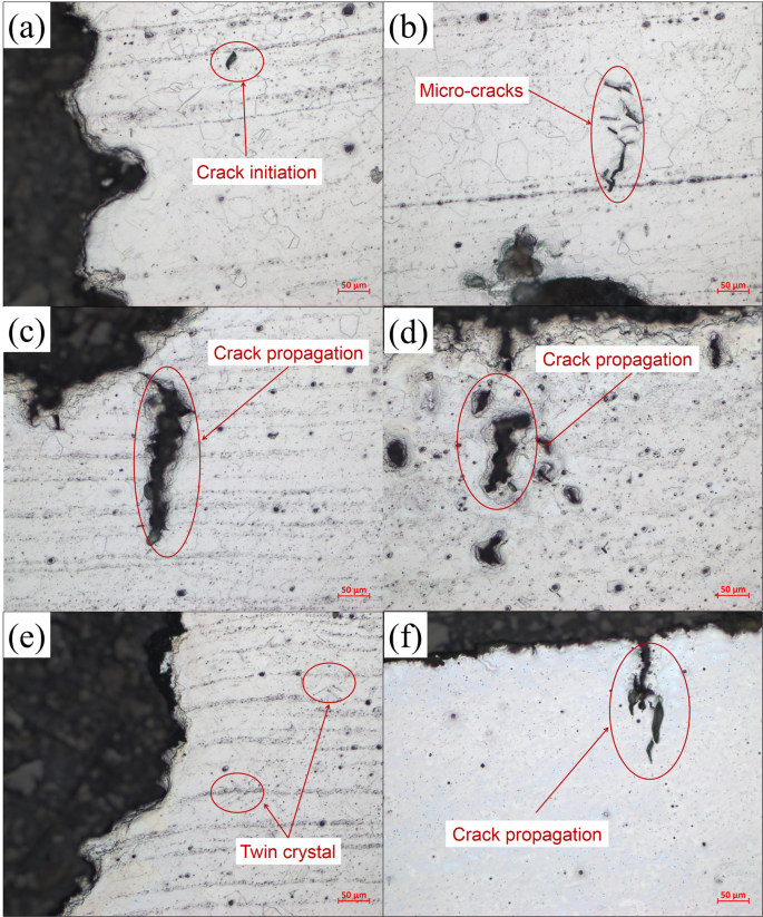 Fig. 8: The fracture cracks after exposure corrosion by optical microscope.