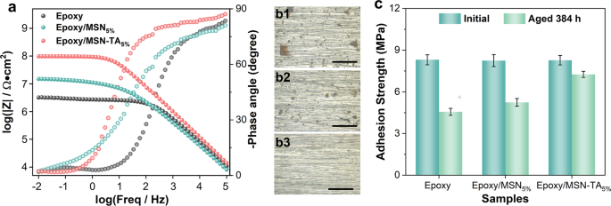 Fig. 6: The corrosion protective performance of different coatings after weathering test.