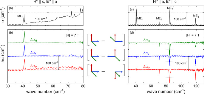 Fig. 5: Absorption difference spectra due to directional dichroism.