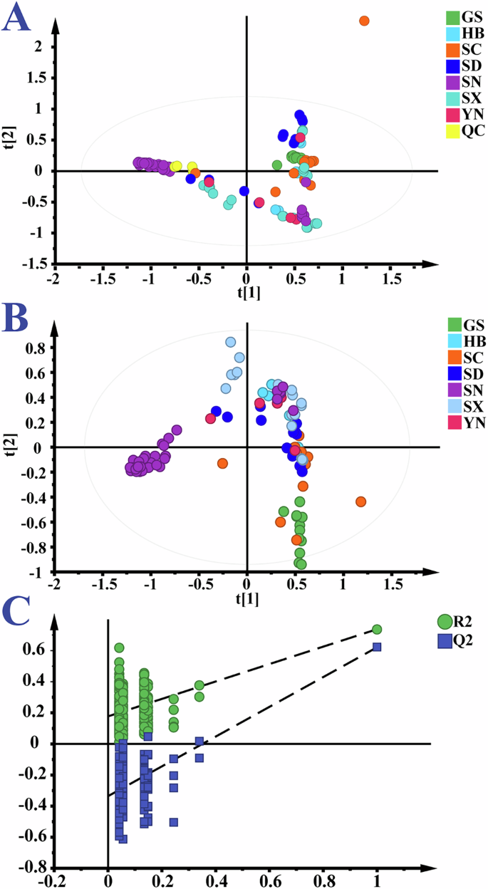 Fig. 2: Chemometric discrimination results of highly similar ZB from different geographical sources based on conventional GC-MS.