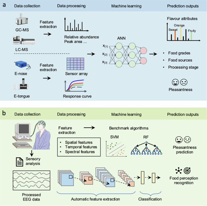 Fig. 3: Machine learning with instrumental analysis and electroencephalogram (EEG) data.