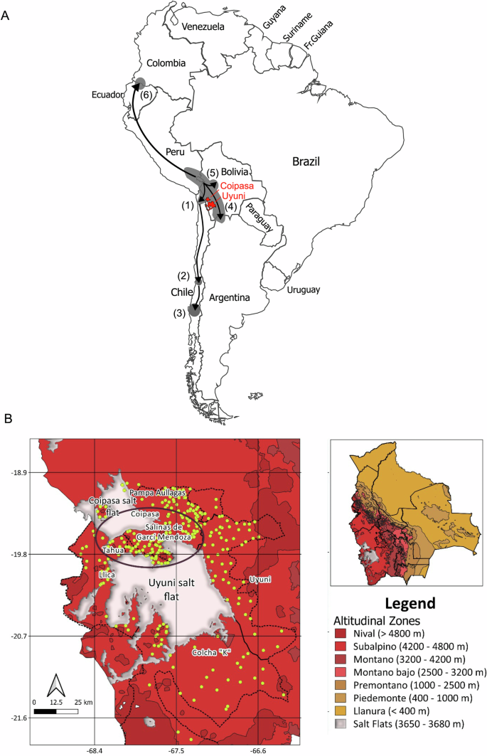 Fig. 1: Quinoa ecotype distribution in the Andes.