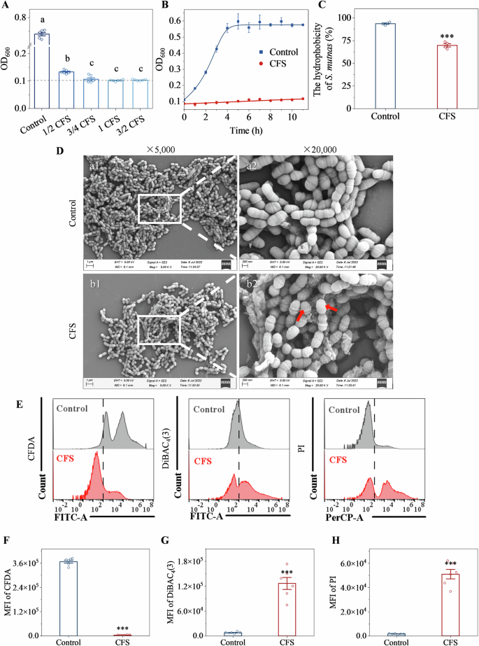 Fig. 1: Effects of CFS on planktonic bacterial cells.