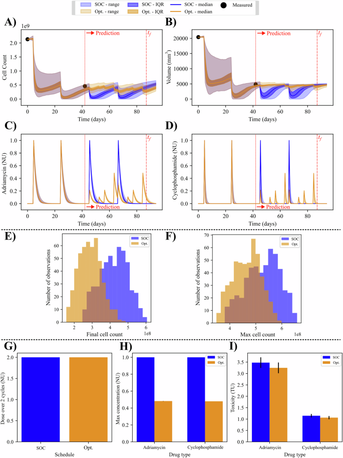 Fig. 5: Patient-specific optimization of tumor burden with uncertainty.