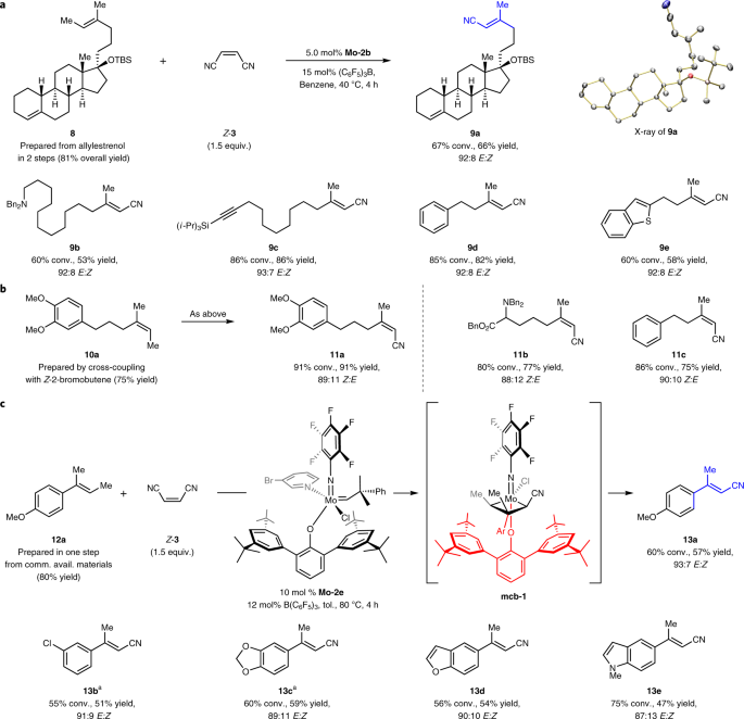 E And Z Di And Tri Substituted Alkenyl Nitriles Through Catalytic Cross Metathesis Nature Chemistry