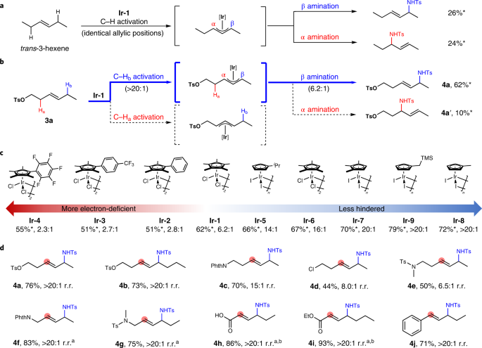A Site Selective Amination Catalyst Discriminates Between Nearly Identical C H Bonds Of Unsymmetrical Disubstituted Alkenes Nature Chemistry