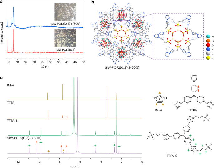 Fig. 3: Structural characterization of SiW-POF2(0.3)-S(60%).
