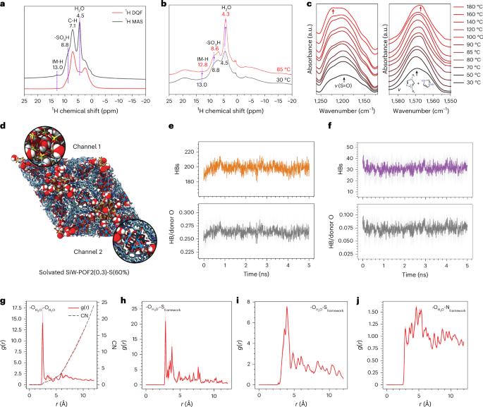 Fig. 6: Mechanistic insights into proton conduction in SiW-POF2(0.3)-S(60%).