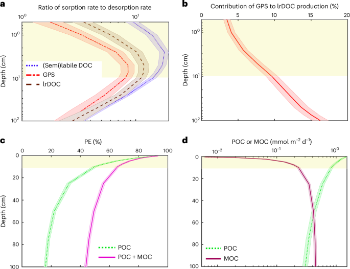 Fig. 4: Depth profiles obtained from Monte Carlo modelling.