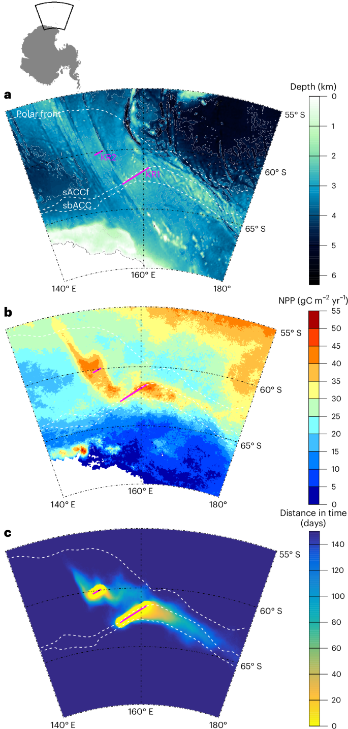 Southern Ocean net primary production influenced by seismically modulated  hydrothermal iron | Nature Geoscience