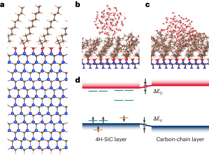 Fig. 2: Structural properties of alkene-modified 4H-SiC interface.