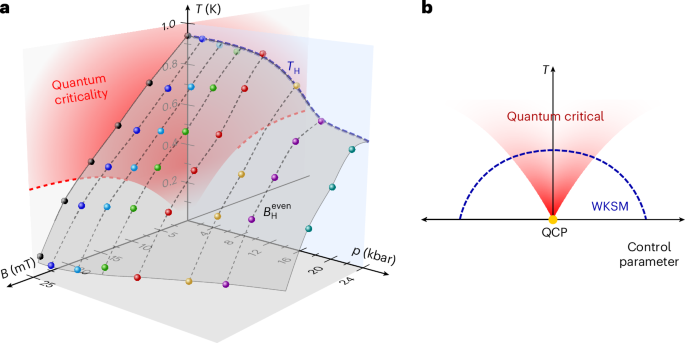 Fig. 4: Pressure- and magnetic-field-tuned phase diagram of CeRu4Sn6.