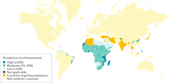 schistosomiasis geographical distribution)