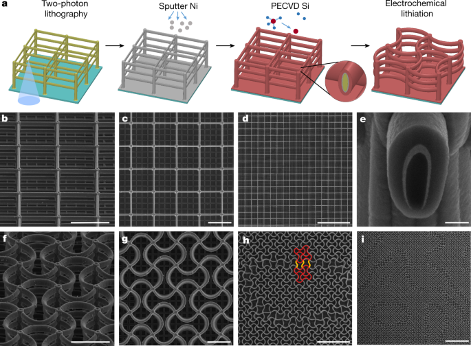 Electrochemically reconfigurable architected materials