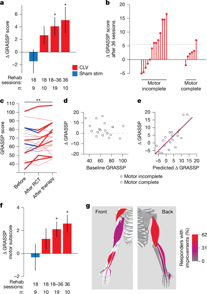 Fig. 5: CLV improves clinical metrics of upper limb function.