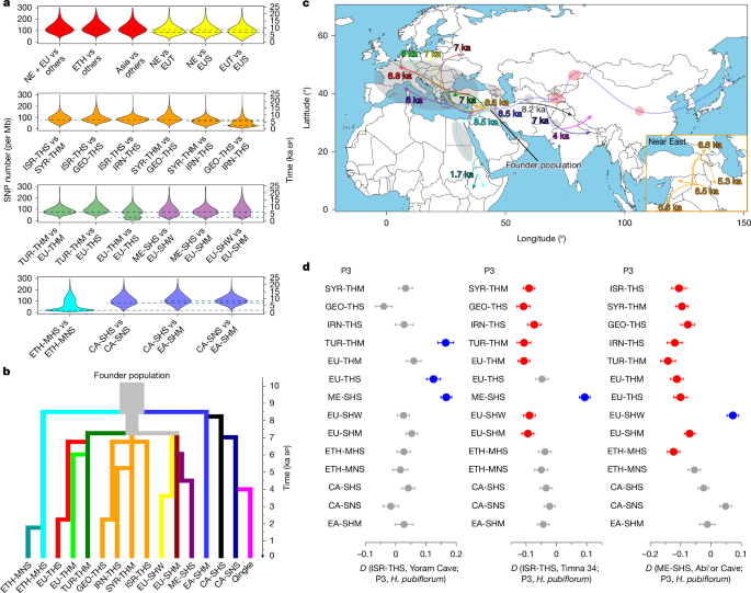 Fig. 5: Divergence and dispersal of domesticated barley.