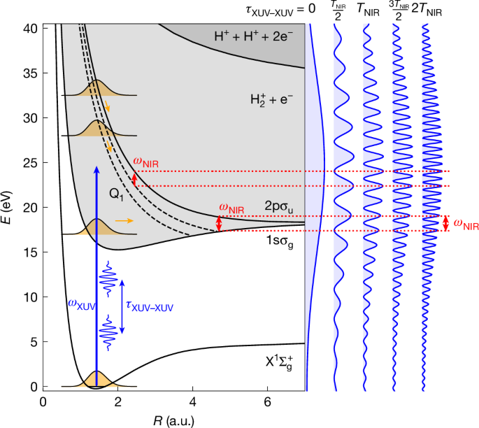 Fig. 2: Potential curves of H2 and concept of the experiment.