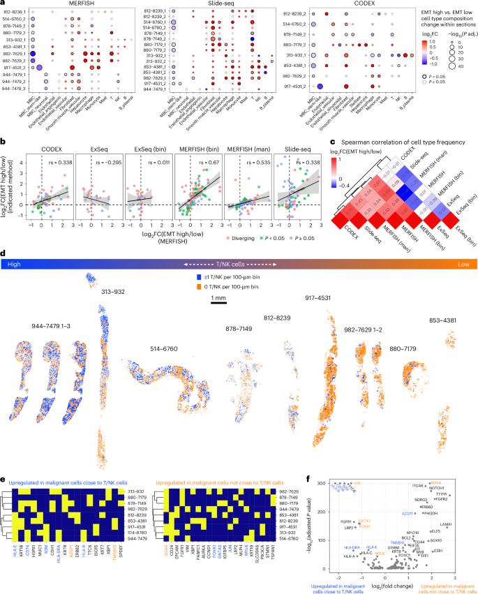 Fig. 6: Characterizing the cellular neighborhoods of malignant expression phenotypes across spatial expression profiling methods.
