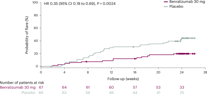 Fig. 2: Time to first HES flare (primary endpoint).