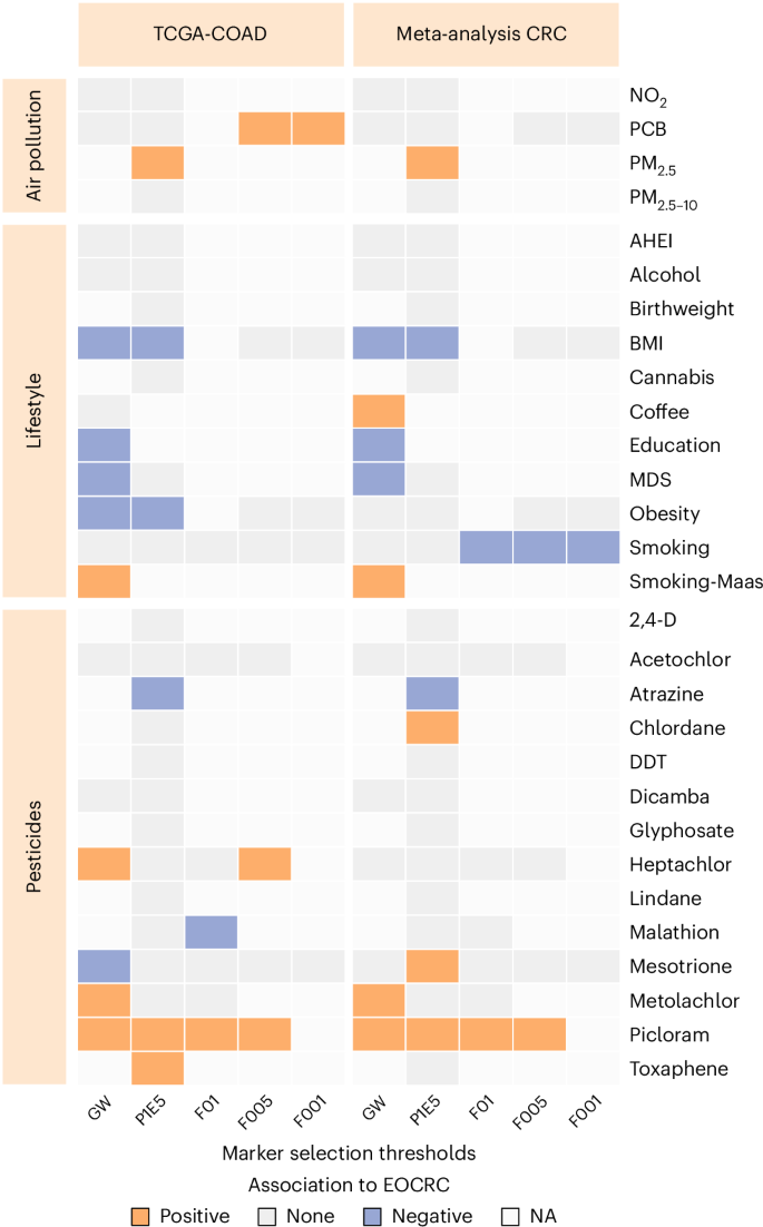 Fig. 1: Exposome-related methylation risk scores show differences between early- and late-onset CRC patients.