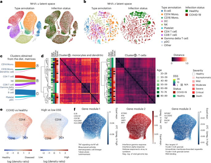 Fig. 3: Analysis of a COVID-19 cohort with MrVI.