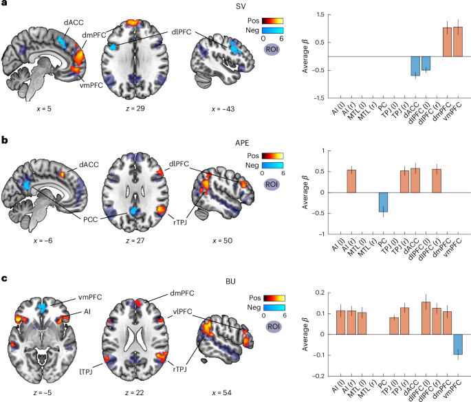 Fig. 3: Key model variables are encoded in different patterns of brain activity during action selection and feedback.