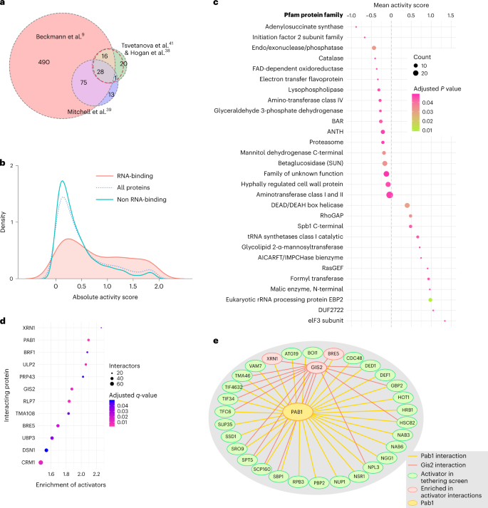 Fig. 4: Global analyses reveal enrichment of protein domains, motifs and protein-protein interactions amongst most active screen fragments.