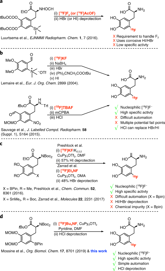 Synthesis of high-molar-activity [18F]6-fluoro-l-DOPA suitable for human  use via Cu-mediated fluorination of a BPin precursor | Nature Protocols