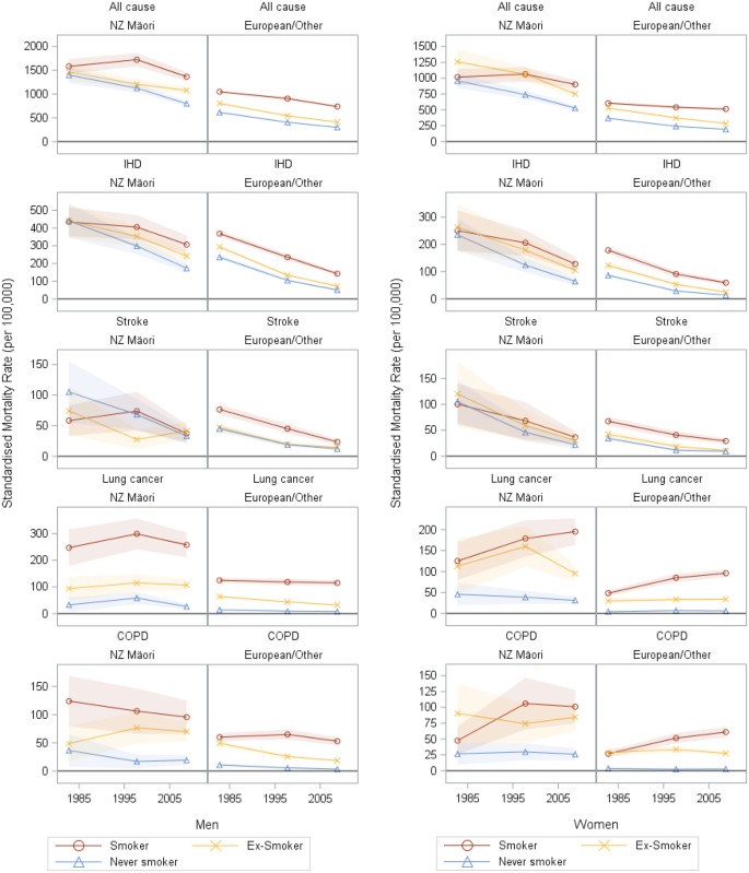 aotearoa data explorer cigarette smoking behaviour Changing smoking-mortality association over time and across social groups:  National census-mortality cohort studies from 1981 to 2011